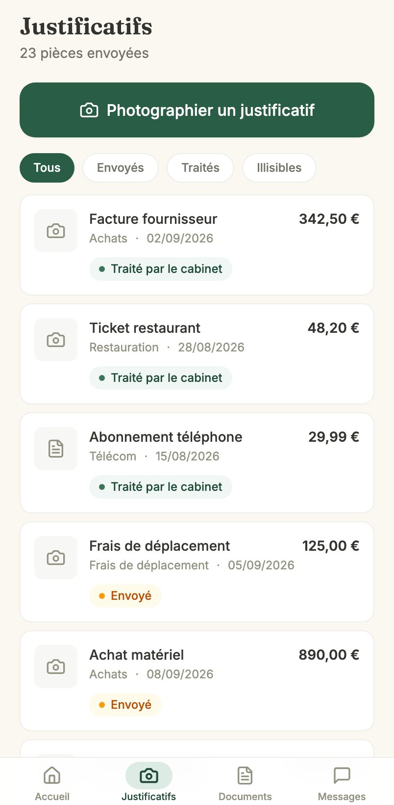 Aubrac Conseil sur téléphone, écran 2