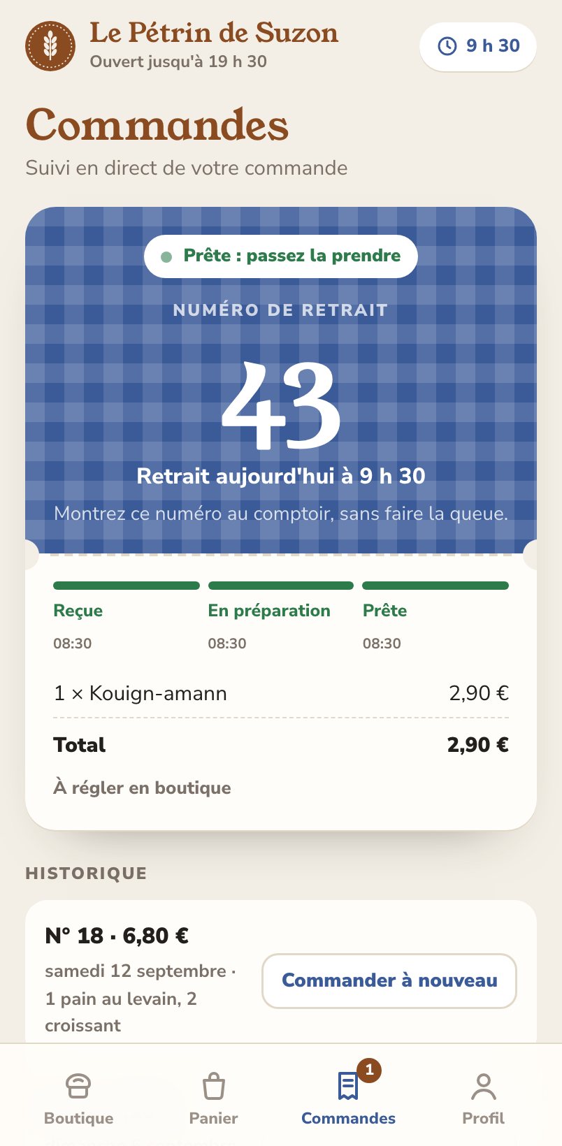 Le Pétrin de Suzon sur téléphone, écran 2
